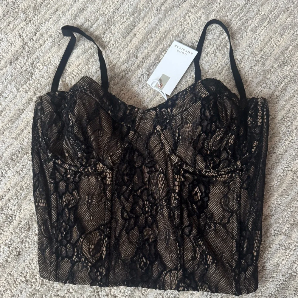 GOOD AMERICAN BLACK LACE BUSTIER LARGE - Picture 7 of 8
